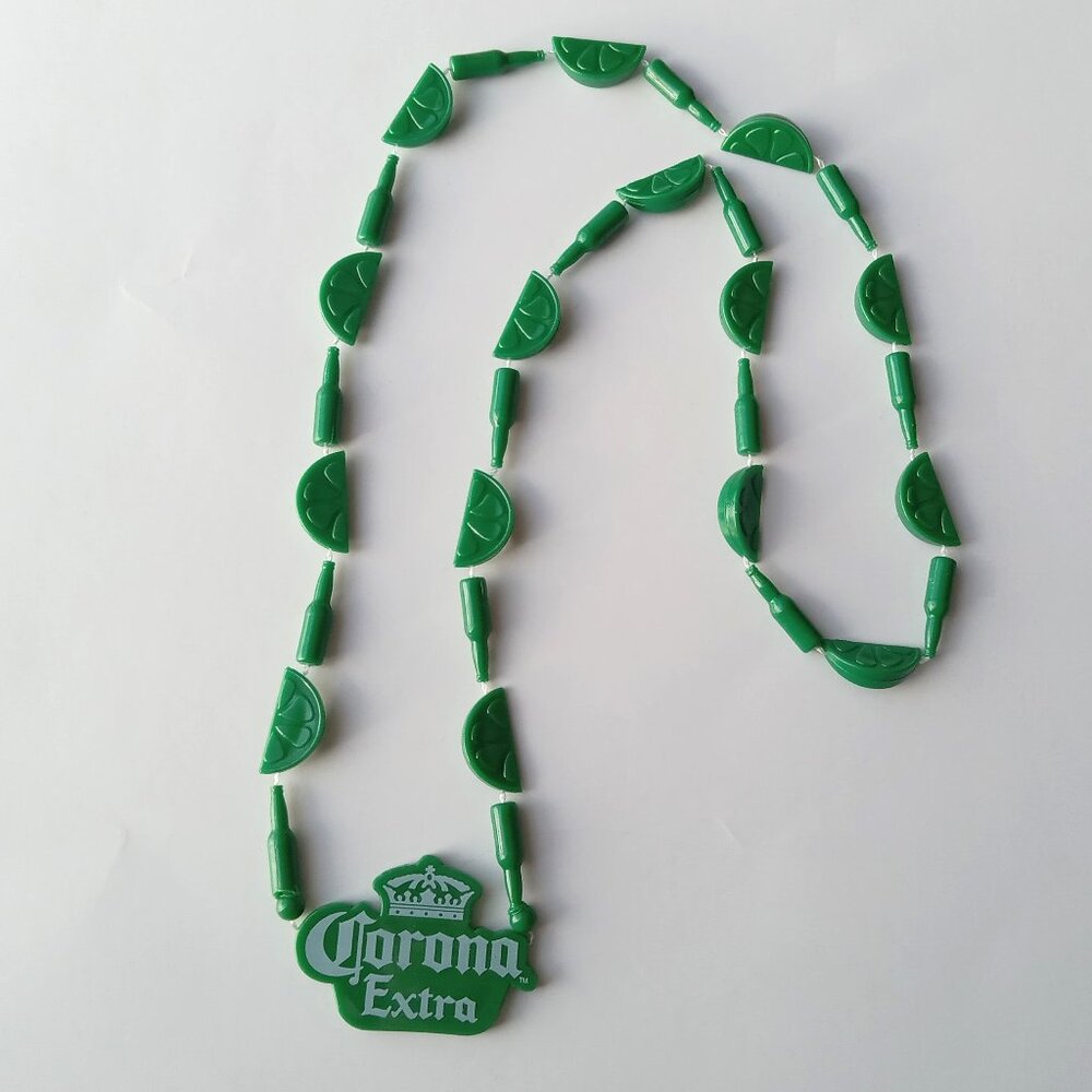 Corona Extra beer Green Plastic Mardi Gras Necklace